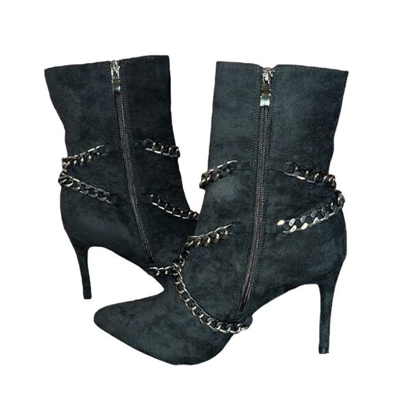 NY&Co Faux-Suede Chain Detailed Stiletto Booties - Picture 4 of 9